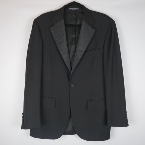 Vtg Ralph Lauren Corneliani Virgin Wool Extra-Fine Satin Trim Tuxedo Set, Sz 38